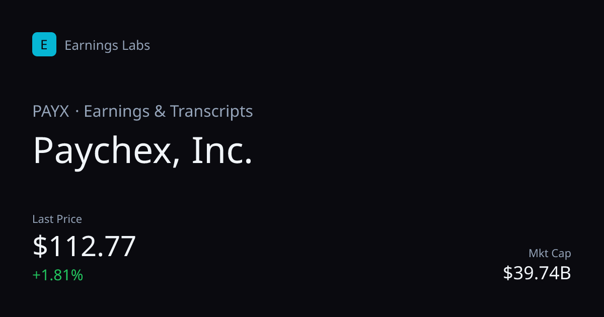Paychex, Inc. (PAYX) Earnings: Next Date, Estimates, Results | Earnings ...