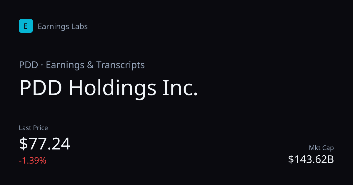 PDD Holdings Inc. (PDD) Earnings: Next Date, Estimates, Results ...