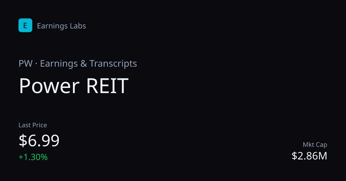 Power REIT (PW) Earnings: Next Date, Estimates, Results | Earnings Labs